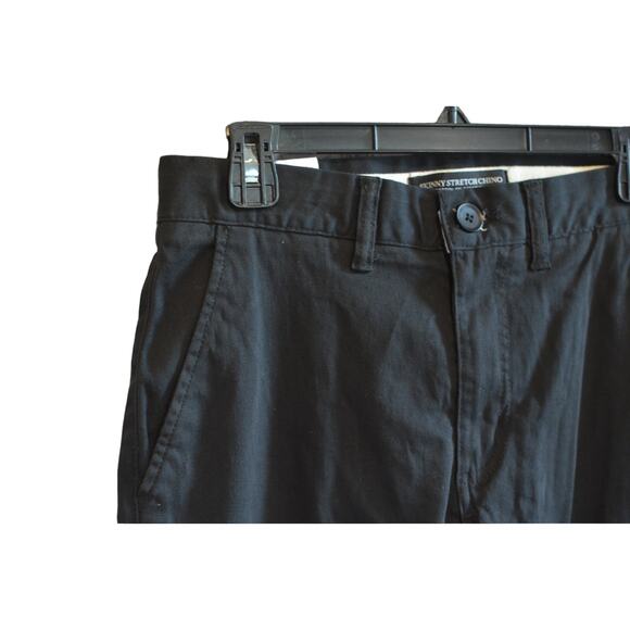 COTTON: ON Menswear Solid Black Skinny Stretch Chino Pants, Size 30 - Picture 4 of 5